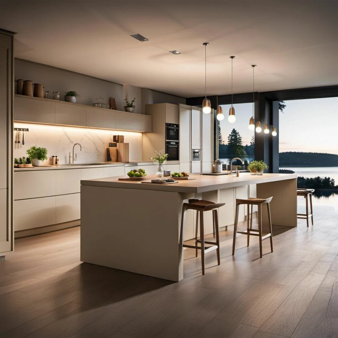 White kitchen foreground