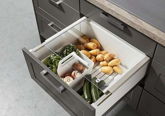 our luxury kitchens include dry and refrigerated drawers for sleek storage solutions